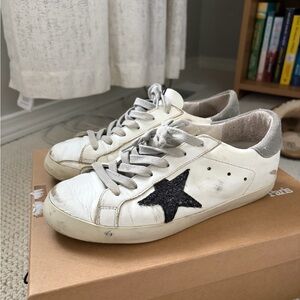 Golden Goose White Sneakers with Black Star
